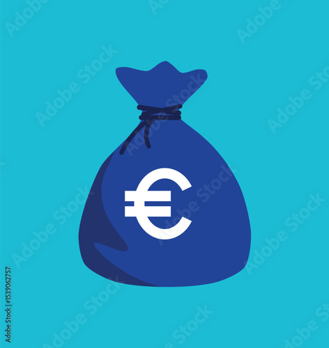 Money bag with a euro sign. Economy, finance, wealth, investment, savings, profit, income, sterling
