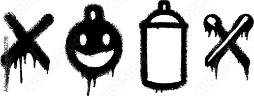 Graffiti art elements with spray cap, bomb, and toothpick design for urban street art