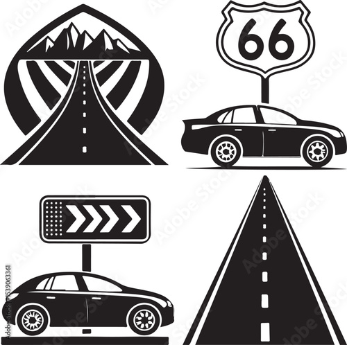 Road Trip and Navigation Icons - Classic Line Series.