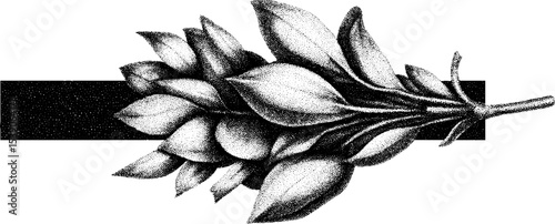 Botanical dotwork tattoo design featuring broom and fallen leaves