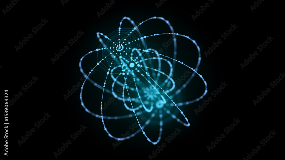 Fototapeta premium Technology blue sphere with connecting dots and lines. Digital abstract network structure. 3D rendering.
