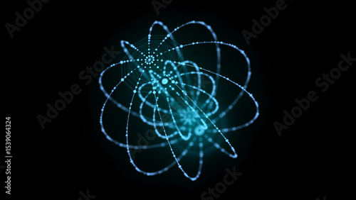 Technology blue sphere with connecting dots and lines. Digital abstract network structure. 3D rendering.
