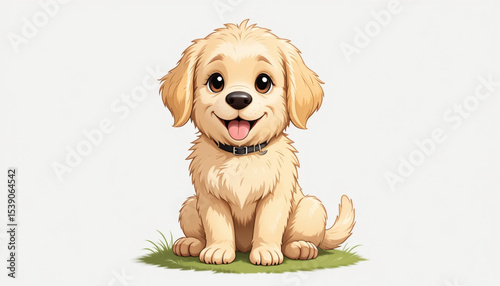 Golden Retriever Puppy: Cute Cartoon Dog Illustration .
