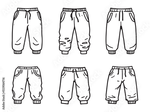 Joggers Outline Vector Drawing