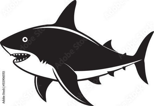 Cartoon shark vector illustration isolated on white background