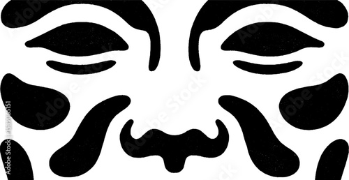 Minimalist classical statue face fragment in black and white design for modern art prints