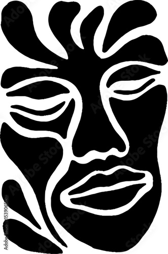 Minimalist black classical statue face fragment design for artistic inspiration