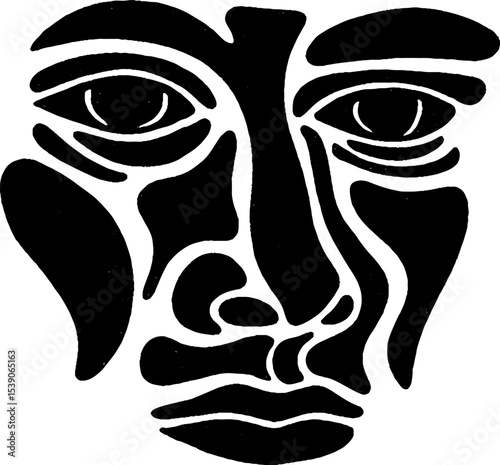 Minimalist black classical statue face fragment for contemporary art design