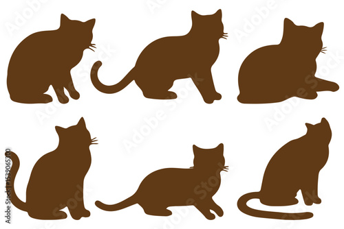 cat silhouette in various poses. cat silhouette in vector illustration .