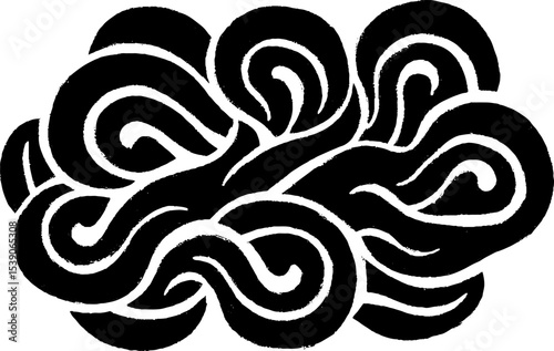 Minimalist black and white cloud swirl design for modern backgrounds