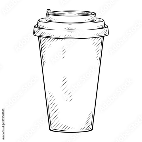 line art drawing illustration of a coffee cup