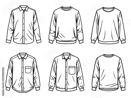 Long Sleeve Shirt Line Art Drawing