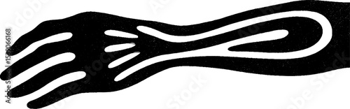 Minimalist black and white elbow bend and finger detail design for modern art decor