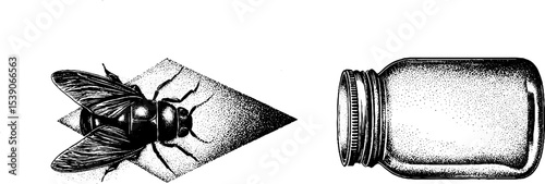 Firefly and mason jar dotwork design for tattoo art enthusiasts