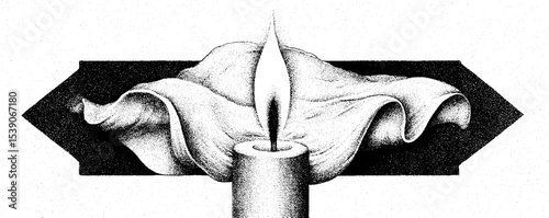 Ghostly candle flame with dotwork tattoo style design