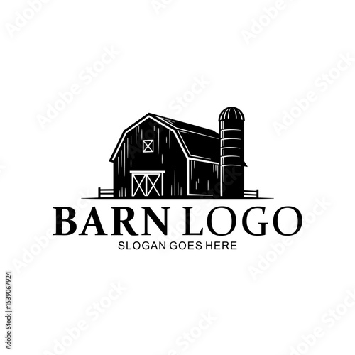 Vintage barn logo design on white background
