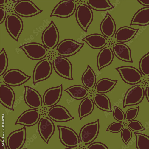 Elegant seamless floral pattern with fall flowers. Repeatable botanical background. Flat vector illustration