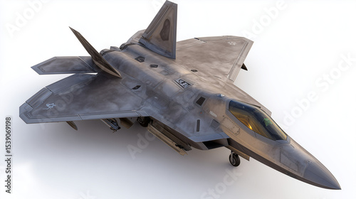 Realistic 3D render of advanced stealth fighter plane