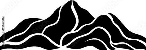 Minimalist black and white mountain line banner art for decoration
