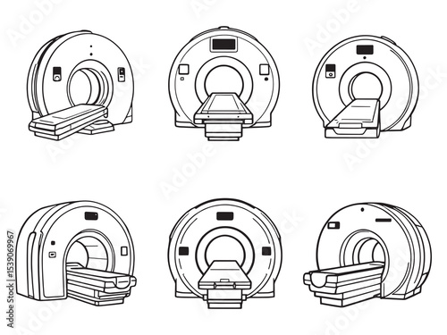 MRI scanner line art illustration