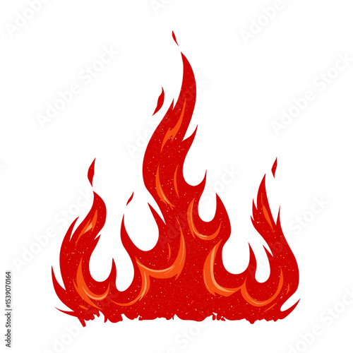 Stylized flames in red and orange colors on white background  