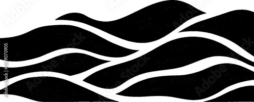 Minimalist black and white rolling hills texture design for artistic projects