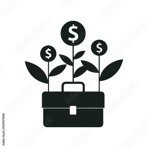 Investment Briefcase With Tree Silhouette