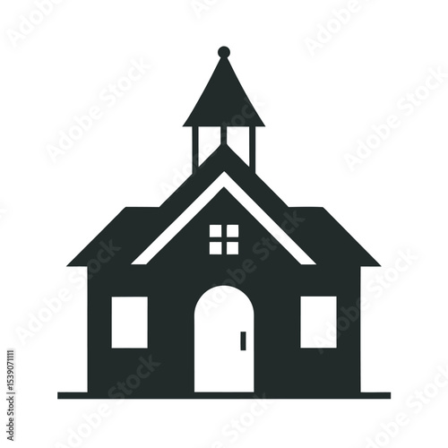 House And Church Silhouette Illustration