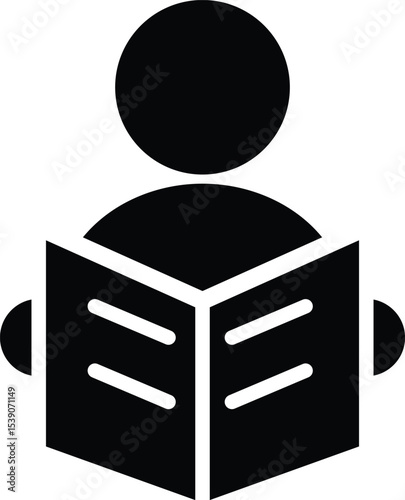  Reading or learning with book icon. 