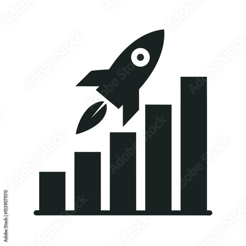 Growth Rocket Chart Silhouette Illustration