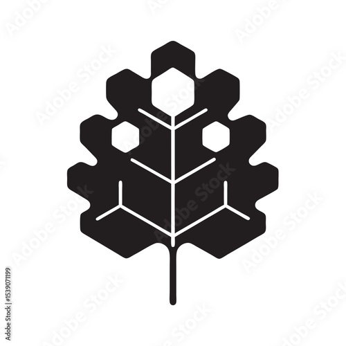 Geometric Oak Leaf Silhouette Illustration