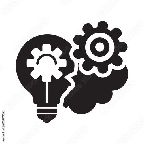 Creative Mind Gear Shape Silhouette