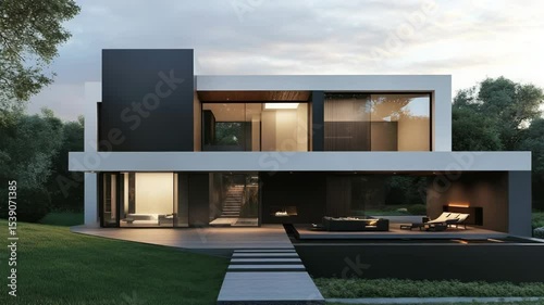 Modern home exterior featuring minimalist architecture and stylish finishes