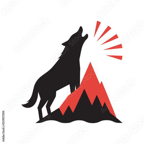 Wolf Howling Sound Wave Mountain Peaks