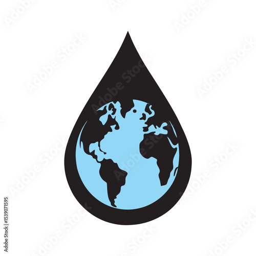 Water Drop Earth Global Silhouette