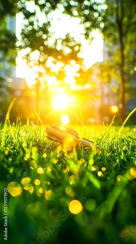 Sunset park grass keys lost sunlight bokeh
