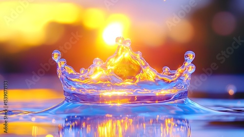 Sunset Water Crown Splash, Nature, Serenity, Advertisement