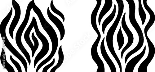 Abstract flame and petal curl patterns with cloud-like shapes for creative designs
