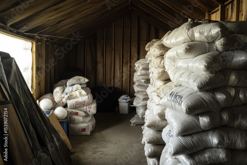 Fentanyl bags stacked in a shed indicating potential drug storage location, Fentanyl Bags Stacked Up In Shed