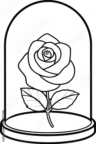 Rose enclosed in glass dome for romantic fairytale-inspired decoration