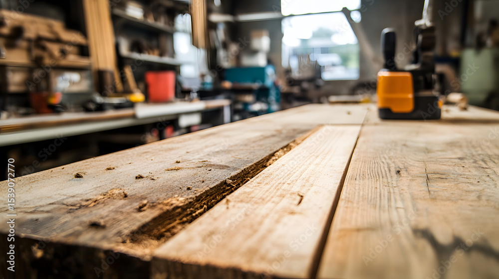 Wooden surface in workshop setting for carpentry and diy projects Wooden surface in workshop setting for carpentry and diy projects