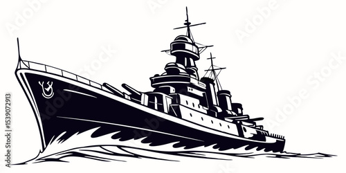 Majestic Warship A Powerful Naval Vessel Illustration