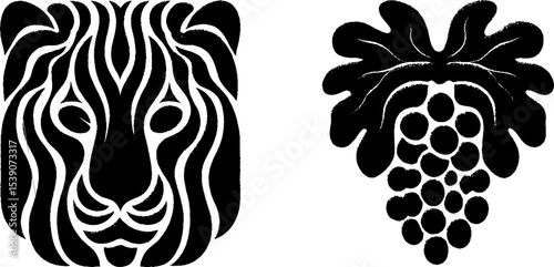 Ornamental patterns featuring marble lion and grapevine designs for elegant decor