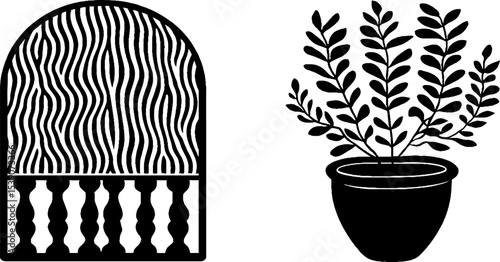 Balcony door design with potted lavender illustration for home decor and gardening inspiration