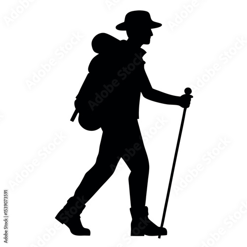 Silhouette of a Hiker Trekking Adventure, Exploration, and the Great Outdoors