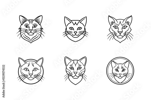 luxury cat logo icon line art silhouette vector