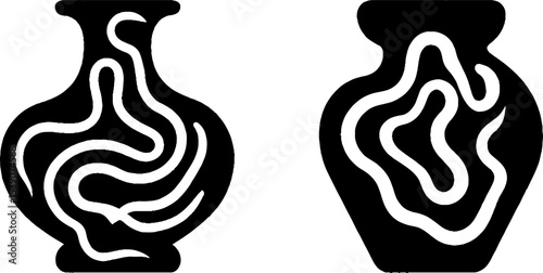 Abstract design of braided stem and amphora vessels for decorative art