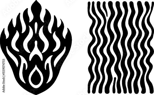 Bronze shield and torch flame with column pattern design for decorative use