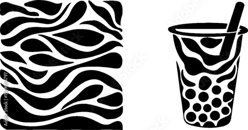Bubble tea with tapioca pearls and artistic straw design for beverage lovers