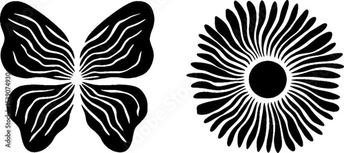 Butterfly wing and flower design for nature-themed patterns and crafts